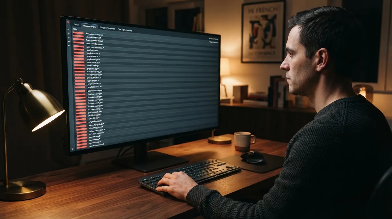 écran d'ordinateur affichant une longue liste de sites de jeux bloqués