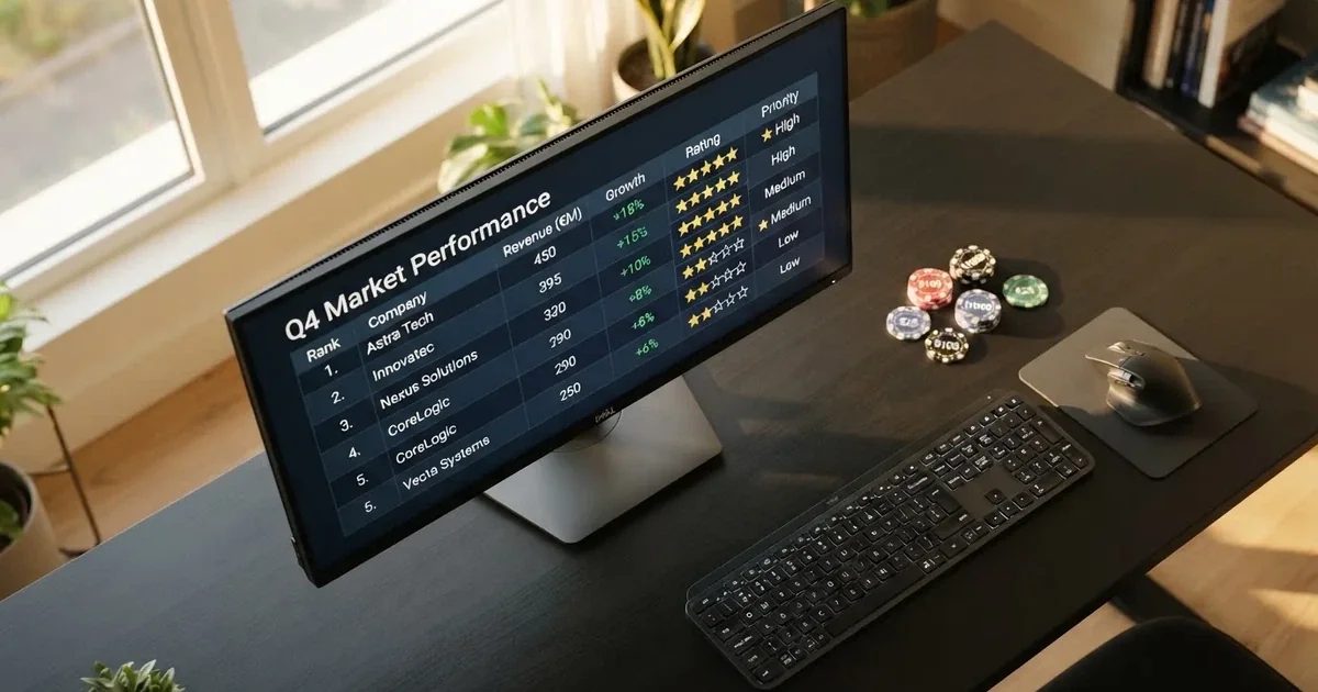 Écran d'ordinateur affichant un tableau comparatif de plateformes de casino en ligne acceptant le Bitcoin Cash, avec des pièces de cryptomonnaie posées à côté du clavier.