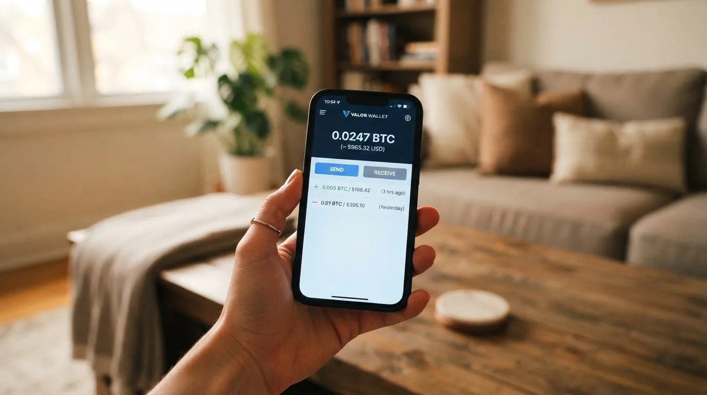 Portefeuille numérique affichant un solde en cryptomonnaie prêt à être transféré vers un compte de jeu