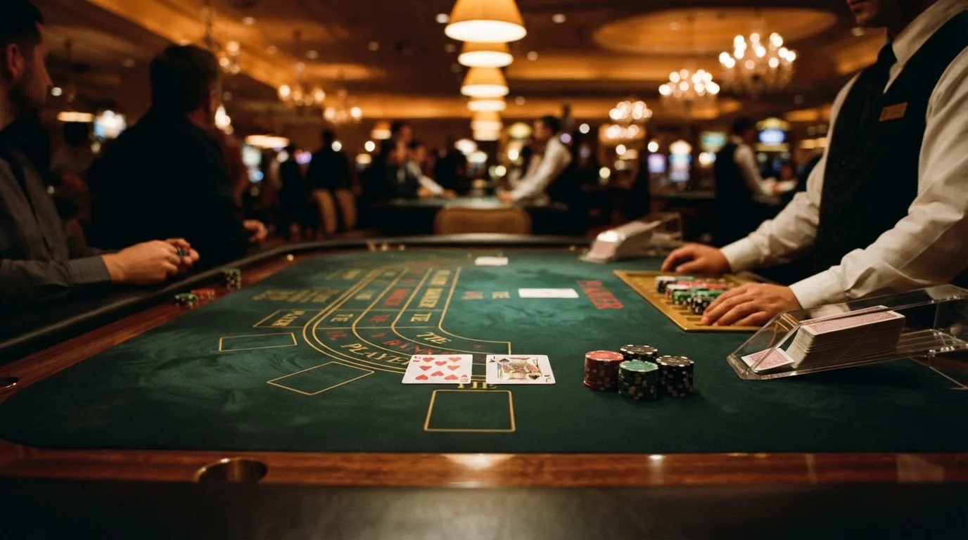 Table de baccara et jeux de cartes dans une salle de casino