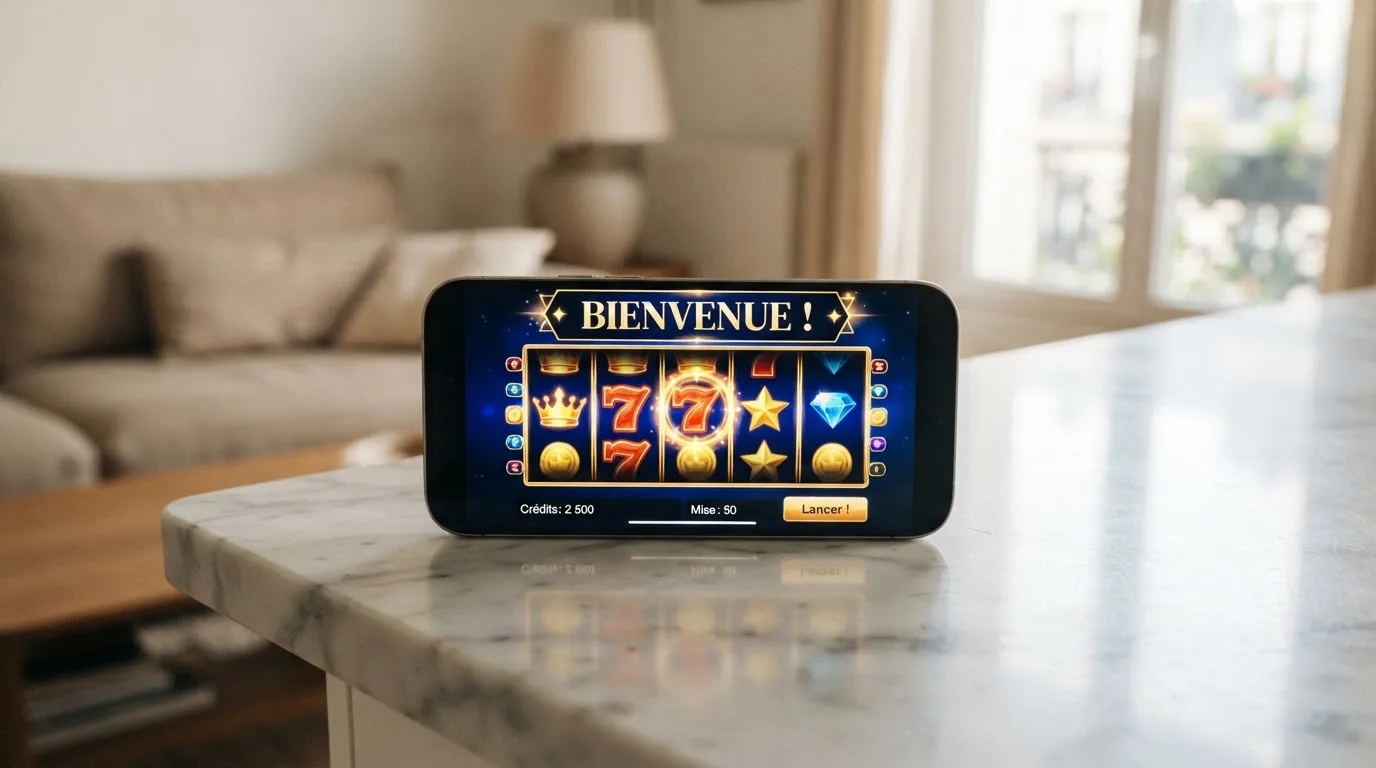 L'interface d'un casino en ligne récemment lancé affichant une bannière de bienvenue destinée aux nouveaux joueurs français.